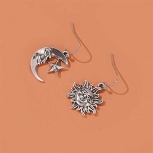 Sun & Moon Silver Asymmetric Earrings